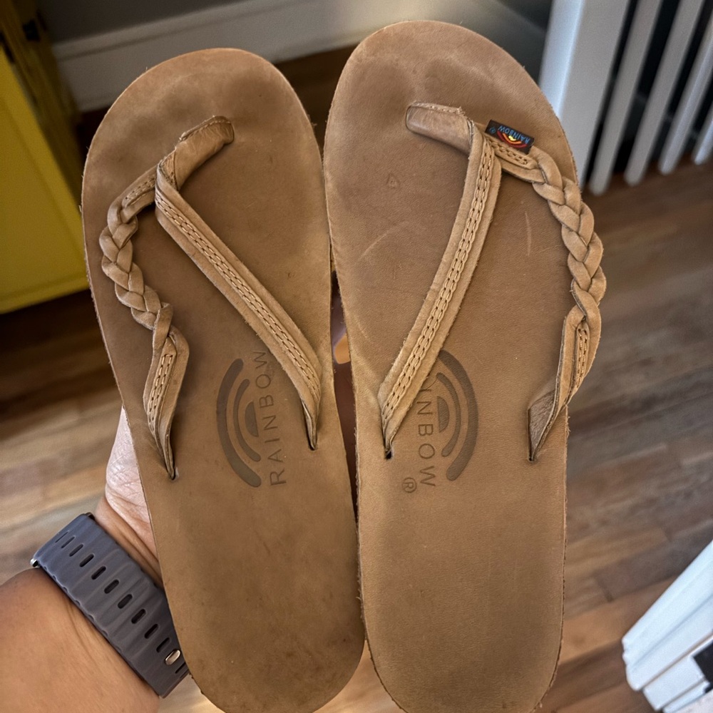 Rainbow Tan Braided Sandals